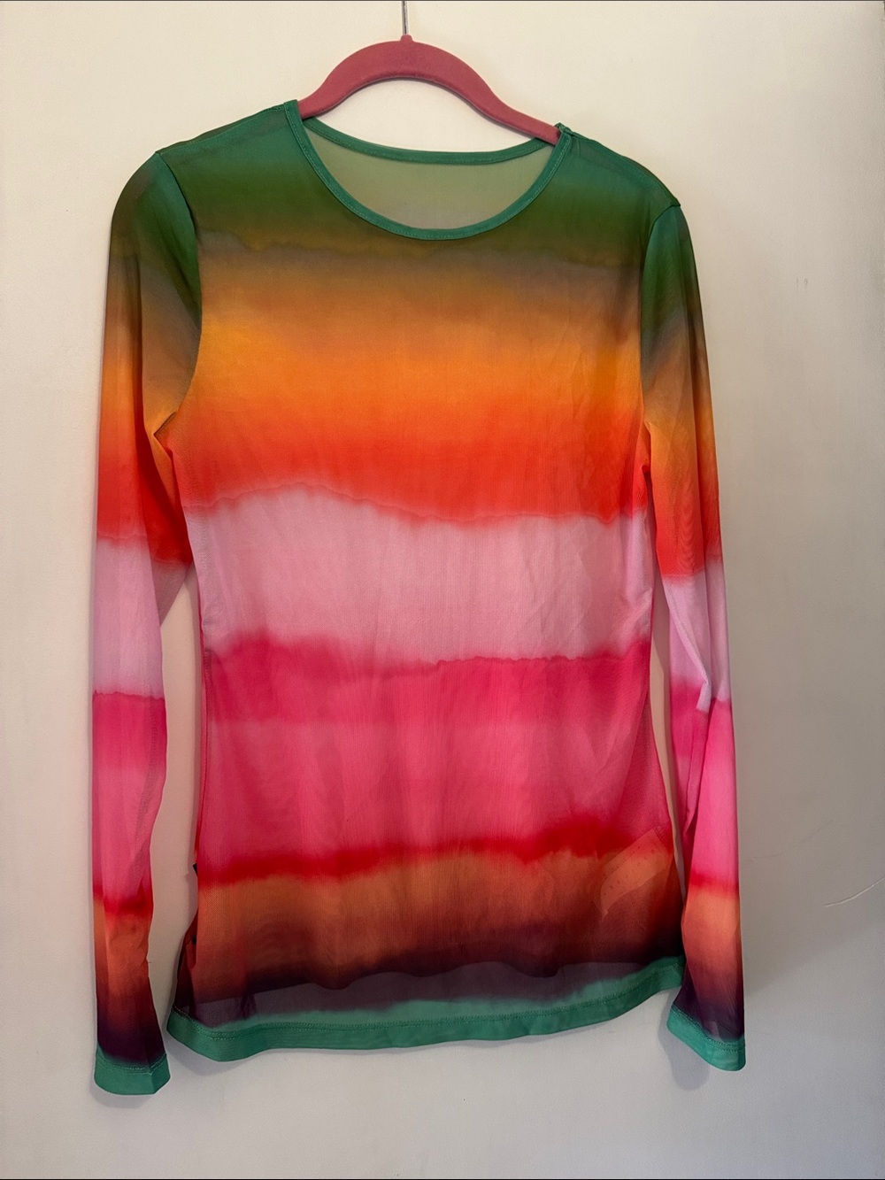Missguided Multicolor Ombre Long-Sleeve Sheer Top